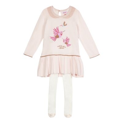 Baker by Ted Baker Baby girls' light pink knitted dress with tights